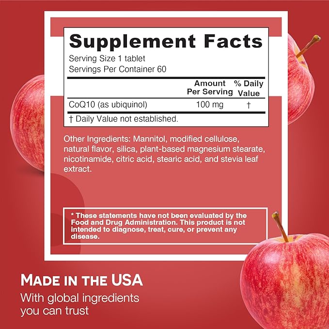 EZ Melts Dissolvable Ubiquinol 100mg, Active Form of CoQ10, Heart Health Supplements for Men & Women, Sugar-Free, 2-Month Supply