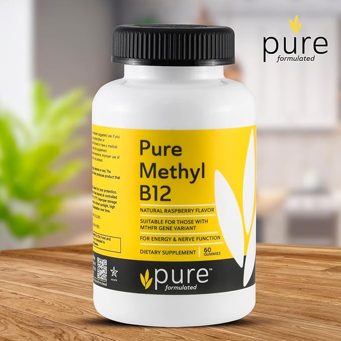 Methyl B12 Vitamin Gummies - Vegan Vitamin B12 Gummies for Adults & Kids - Vitamin Chewable Gummies for Energy & Nerve Function – Gluten-Free, Dairy-Free, Kosher (60 Gummies 1500 mcg)