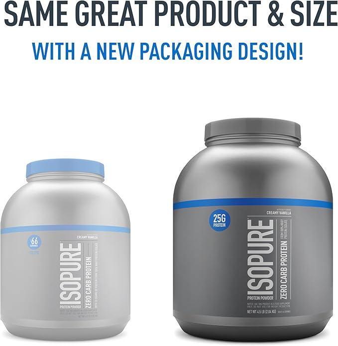 Isopure Protein Powder, Zero Carb Whey Isolate, Gluten Free, Lactose Free, 25g Protein, Keto Friendly, Creamy Vanilla, 4.5 Pound (Packaging May Vary)