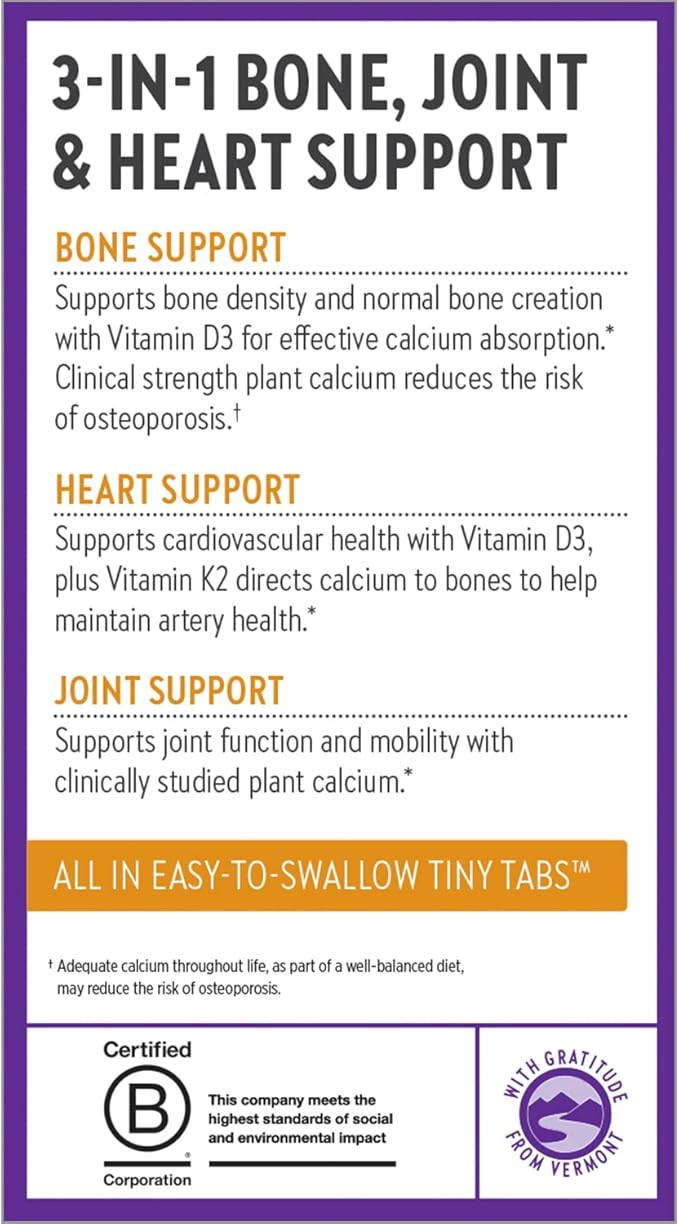 New Chapter Calcium Supplement - Bone Strength Tiny Tabs Organic Calcium with Magnesium, Vitamin D3+K2, 70+ Trace Minerals for Bone Health, Gluten Free, Easy to Swallow - 120 ct
