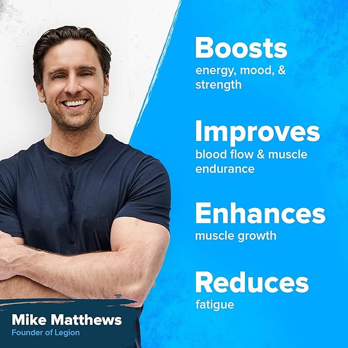 LEGION- All Natural Nitric Oxide Preworkout Drink to Boost Energy, Creatine Free, Naturally Sweetened, Beta Alanine, Citrulline, Alpha GPC (Blood Orange)