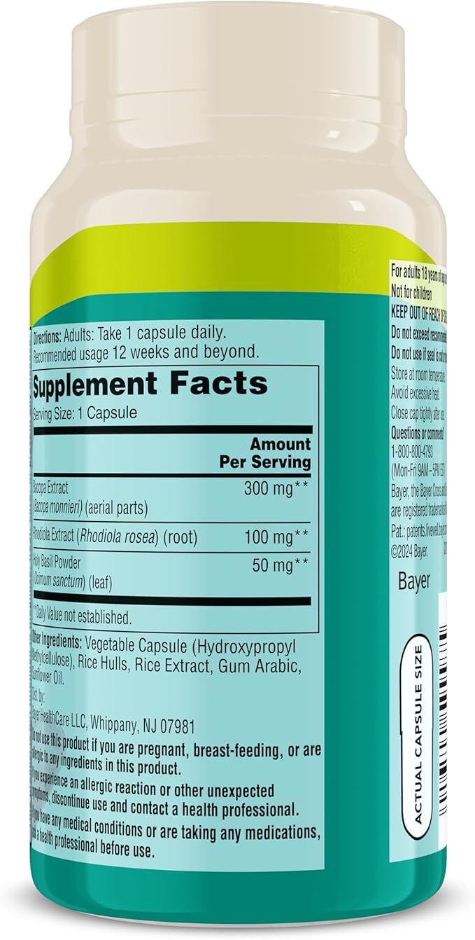 One A Day Cognitive Supplement – Brain Supplement to Support Cognitive Performance for Men and Women with Bacopa. Also includes Rhodiola, & Holy Basil, 30 Capsules (Packaging May Vary)