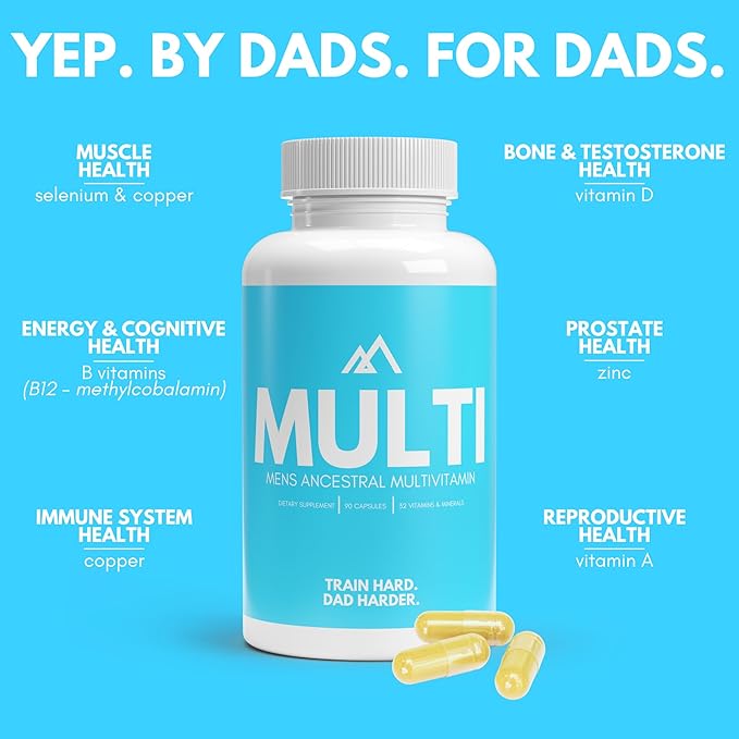 Multivitamin, Ancestral Daily Complete Vitamin for Men, 32 Vitamins & Minerals Including Vitamin A, B, C, D, Zinc, Magnesium, Paleo & Keto Friendly