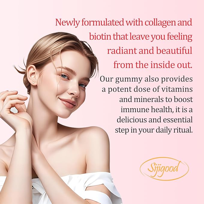 2 Pack Collagen Gummies for Women Men, 2500mg Protein Type I,II,III,V,X with 15000mcg Biotin, Keratin, Vitamin C A B6 B12 D E for Skin Hair Nails & Joints, Immunity Energy Digestion