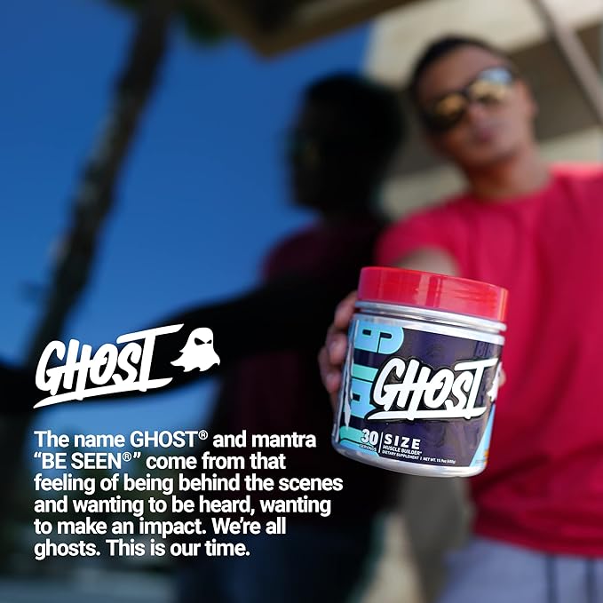 GHOST Size Muscle Builder Dietary Supplement - Mango, 30 Servings - Muscle Growth and Strength Building Supplements for Men & Women - Creatine, Betaine & Beta-Alanine - Free of Sugar & Gluten, Vegan