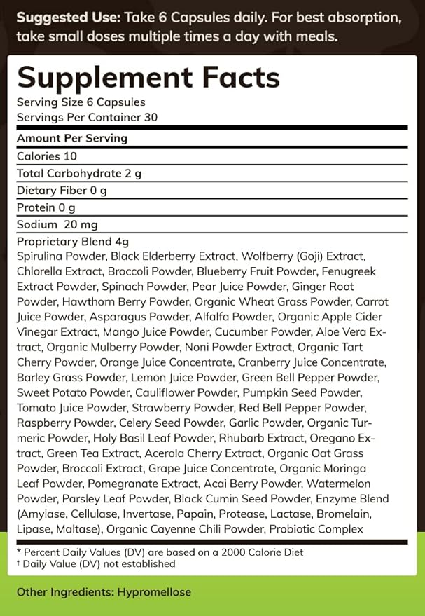 Original Superfood Capsules, Superfood Reds and Greens, All-Natural Whole Food Dietary Supplement, Non-GMO, Gluten Free, Vegan, No Soy, 180 Capsules