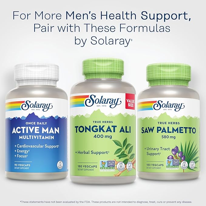 SOLARAY Tongkat Ali 400 mg - Longjack Tongkat Ali for Men - Herbal Support for Men's Health and Vitality - Vegan, Non-GMO, Lab Verified - 180 Servings, 180 VegCaps
