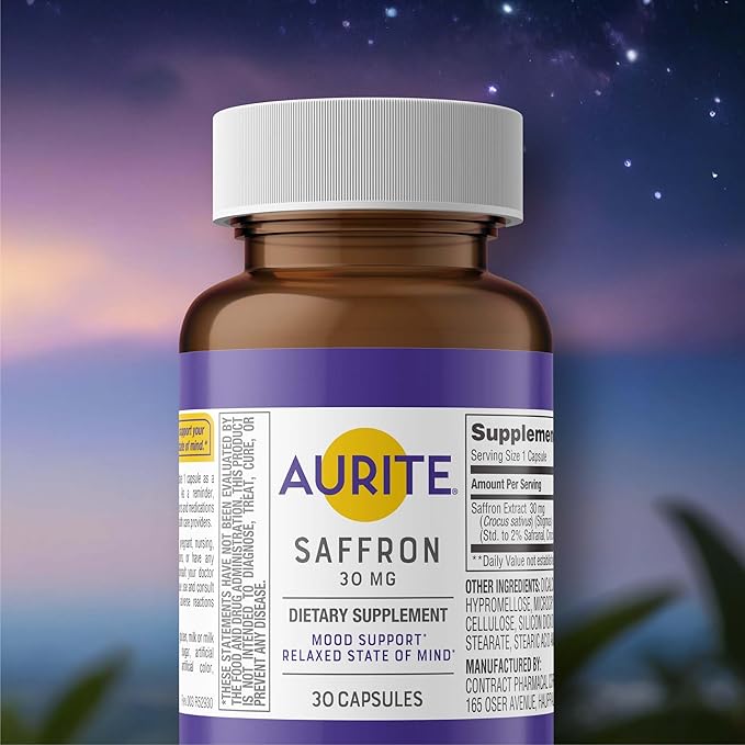 Saffron Supplement | Stress Management, Herbal Mood Support, Long-Term Memory, for Women & Men. 60 Count, Saffron 30mg, Vegetarian Friendly, Non-GMO, Gluten-Free, Soy-Free (2 Months of Supply)
