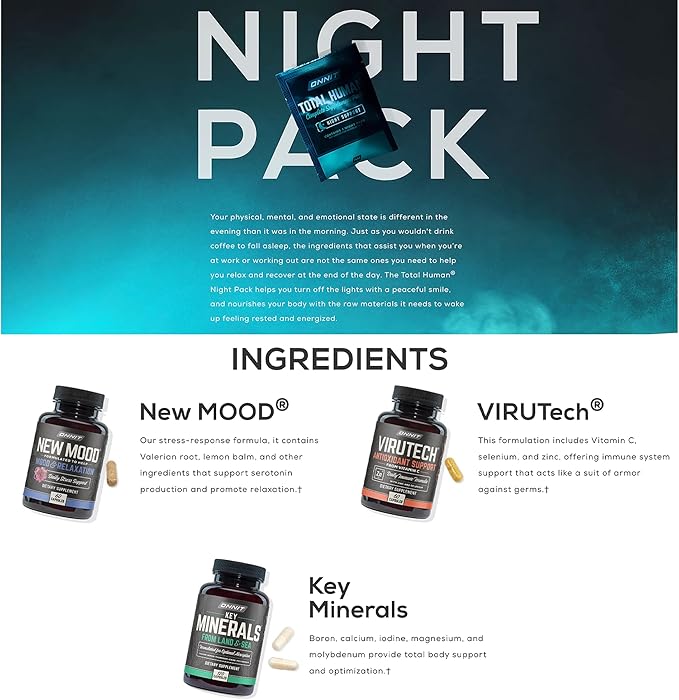 ONNIT Total Human Day and Night Vitamin Packs for Men and Women,Capsule, 30-Day Supply - Adult Multivitamin