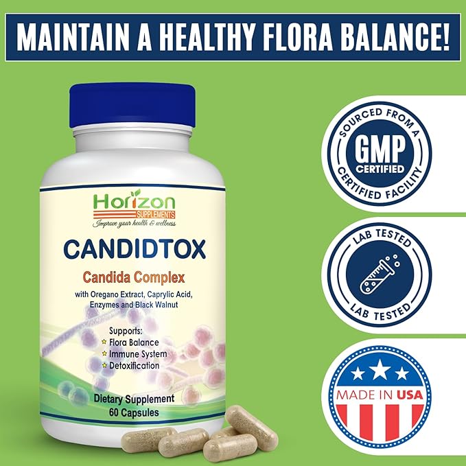 Candida Cleanse Support and Detox with Natural Herbs, probiotics and Oregano Oil. Extra Strength Candida Supplements for Men and Women.