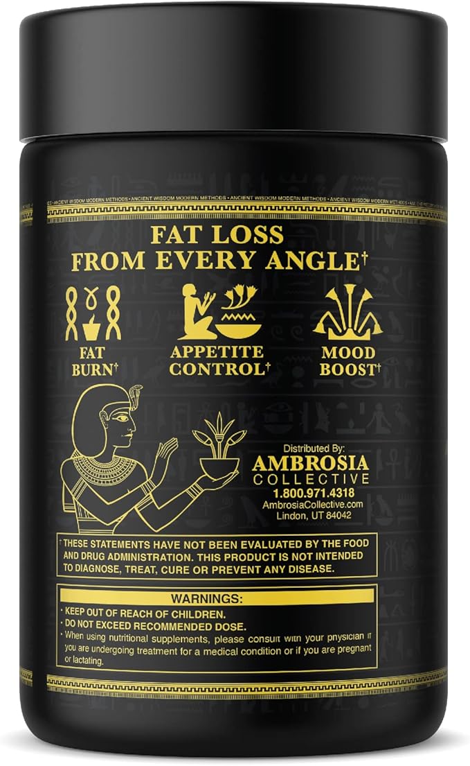 Ambrosia Ember™ Thermogenic Fat Burner & Appetite Support Supplement Pills for Healthy Weight Management, Appetite Support for Men and Women with CapsiMax™, African Mango, and CoQ10
