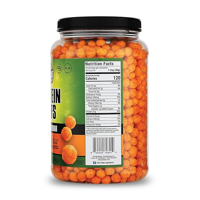 Twin Peaks Low Carb, Keto Friendly Protein Puffs, Jalapeno Cheddar (300g, 21g Protein, 2g Carbs)