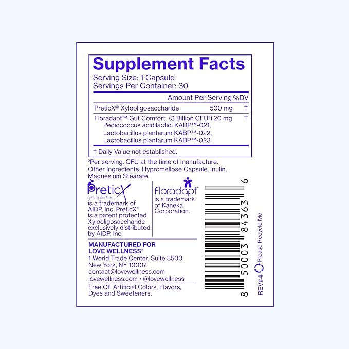 Love Wellness Gut Feelings Probiotic | Gut Health for Women, Digestion Relief & Immune Support Supplement | Womens Probiotic for Gas Relief | 3 Billion CFU | Safe Prebiotic and Postbiotic | 30 Count