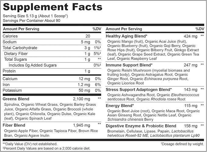 NATURELO Raw Greens Superfood Powder - Unsweetened - Boost Energy, Detox, Enhance Health - Organic Spirulina - Wheat Grass - Whole Food Nutrition from Fruits & Vegetables - 480 Grams