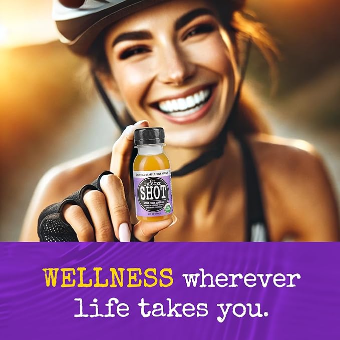 The Twisted Shot | Apple Cider Vinegar Wellness Shots with Honey, Cinnamon, Ginger and Turmeric | Digestion, Immunity and Gut Health Support | Ready to Drink Shots | 100% Organic | 6, 2 fl oz Shots