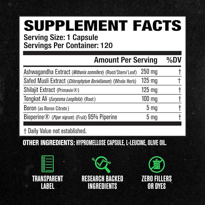 Jacked Factory Testosterone Booster for Men PRIMASURGE - w/Tongkat Ali, PrimaVie, Ashwagandha - Boost Vitality, Muscle Growth & Energy | Natural Test Booster Supplement - 120 Veggie Pills