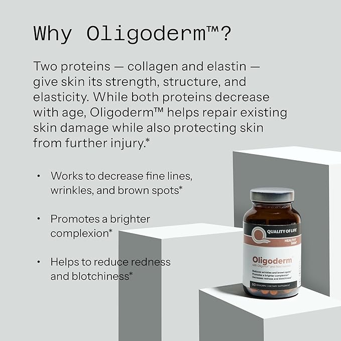 Quality of Life - Oligoderm - Premium Skin Support Supplement Featuring Oligonol and Niacinamide - 60 Capsules
