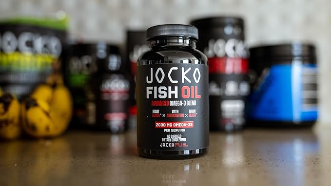 Jocko Fuel Omega 3 Fish Oil Supplement - Burpless Fish Oil 2000mg Omega 3 Fatty Acid Supplement Powerful Antioxidant with Astaxanthin - Supports Brain, Heart, & Mood (60 Capsules) (30 Day Supply)