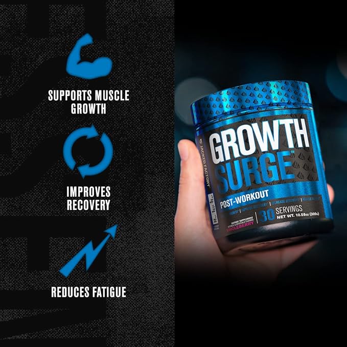 Jacked Factory Growth Surge Creatine Post Workout w/L-Carnitine - Daily Muscle Builder & Recovery Supplement with Creatine Monohydrate, Betaine, L-Carnitine L-Tartrate - 30 Servings, Fruit Punch