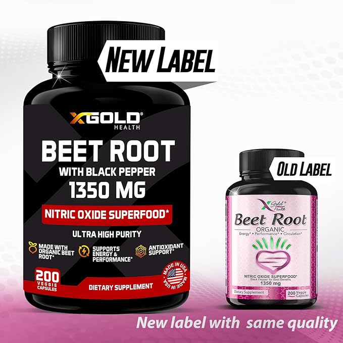 Organic Beet Root Powder 1350mg 200 Veggie caps Superfood Nitric Oxide Strongest Premium Supplement Natural Nitrates | Black Pepper for Best Benefits | Vegan, Non-GMO, & Gluten-Free | Made in USA