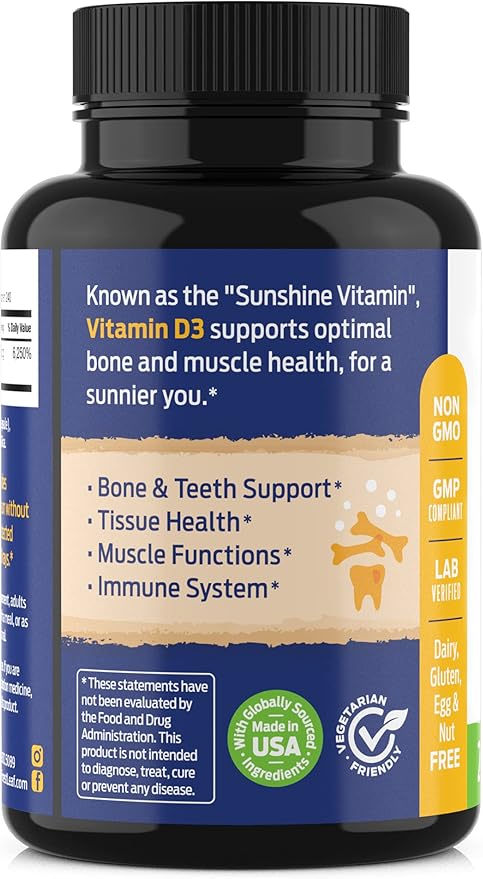 ForestLeaf Vitamin D3 50000 IU - Bone Health and Immune Support - Small Easy to Swallow Vegetable Capsules - Non-GMO Gluten Free VIT D - VIT D3 Vitamin D Supplements for Women and Men, 240 Count