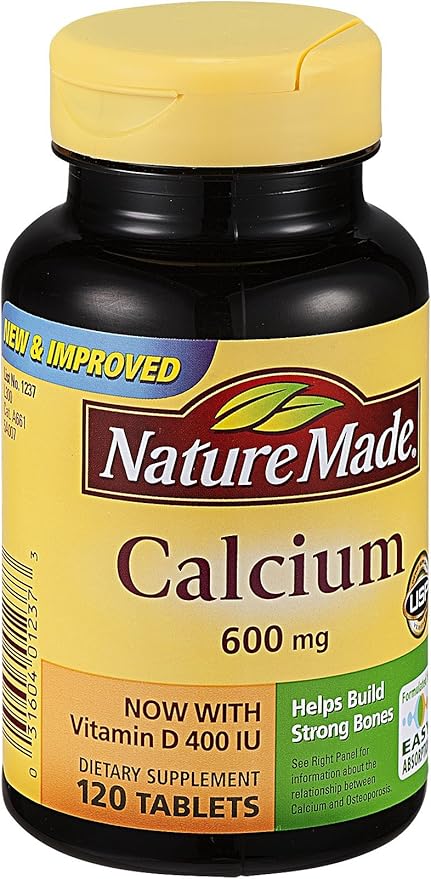 Nature Made Calcium 600 mg with Vitamin D3, Dietary Supplement for Bone Support, 120 Tablets (Pack of 3)