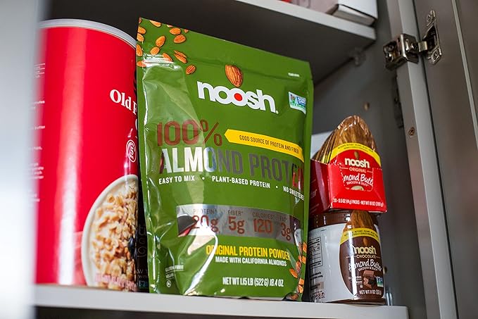 NOOSH Plant Based Almond Protein Powder Unflavored 35 Gram - Vegan, All Natural Ingredients, Non-GMO, Gluten Free, Kosher, Peanut Free, Soy Free, Dairy Free (Unflavored)