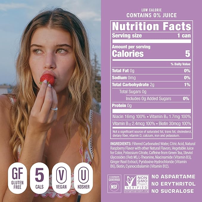 GORGIE Sugar Free Natural Energy Drinks, Sparkling Electric Berry (12 Pack) - Healthy Energy Drinks - Natural Coffee Replacement with Green Tea Caffeine and Biotin - 150mg Caffeine, Vegan, Low Calorie