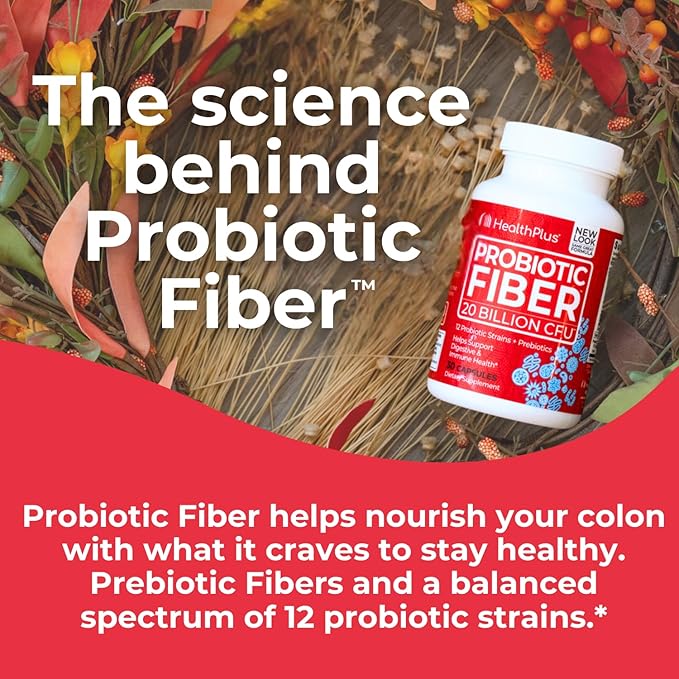 Health Plus Probiotic Fiber - Dietary Supplement, Detox, 30 Capsules, 30 Servings