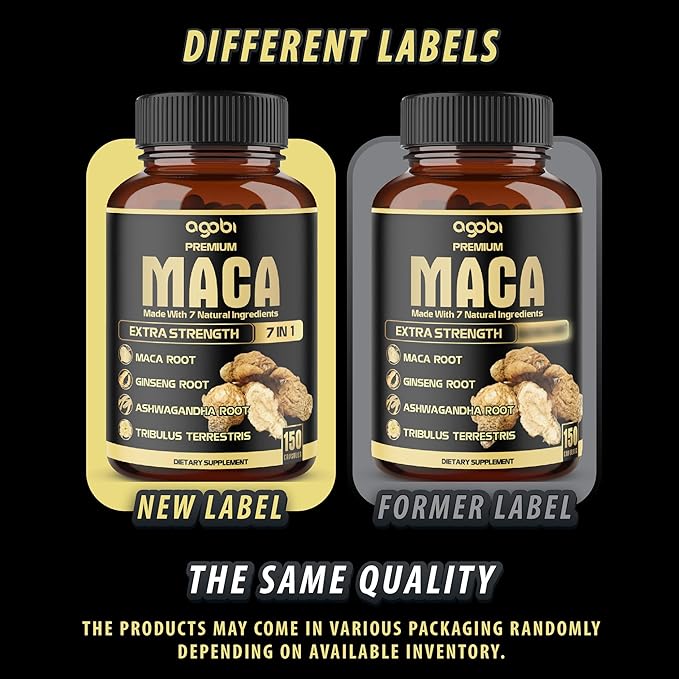 7in1 Premium Maca Root Capsules - with Ashwagandha, Ginseng, Tribulus, Shilajit, Shatavari & Black Pepper - Natural Energy, Performance & Mood Support - 150 Counts for 5 Months