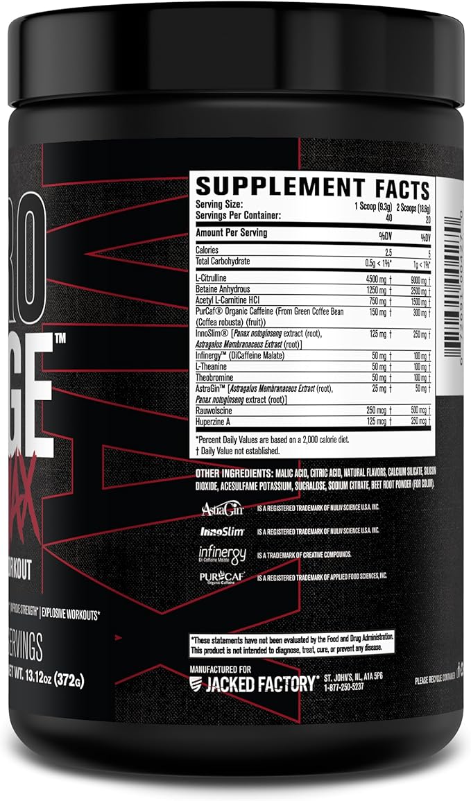 Nitrosurge Shred Max Preworkout - High-Performance Thermogenic Pre Workout Powder for Men and Women with L Citrulline, Acetyl L Carnitine, Organic Caffeine - 40 Servings, Watermelon Peach