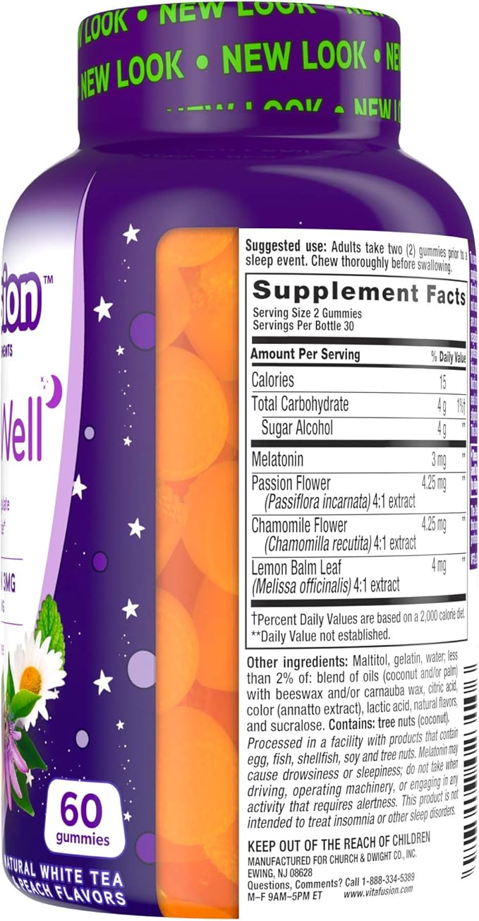Vitafusion Sleep Well Gummy Vitamins, 60 Count (Pack of 3)