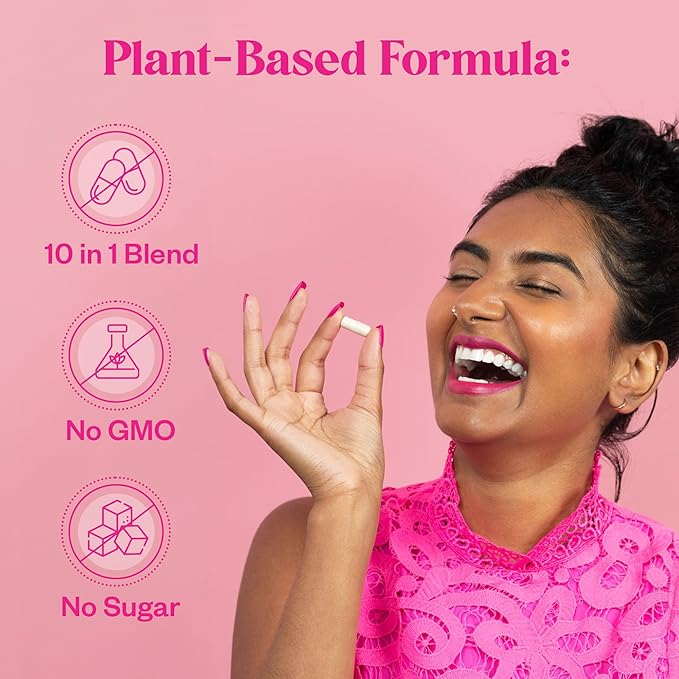 PMS Support Supplement for Women with Iron, PMS Relief Hormone Support for Women, 10-in-1 PMDD Supplements for Women | DIM & I3C Indole-3-Carbinol for Cramp Relief, Heavy Flow - 60 Caps