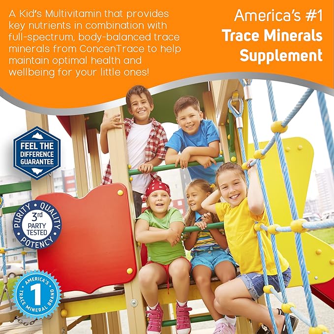 Trace Minerals | Kid's Multi | Liquid Multivitamin Supplement with Vitamin C, Zinc, & Minerals | Supports Healthy Bones and Immunity in Children | Natural Citrus Punch Flavor | 96 Servings, 8 fl oz (2 Pack)
