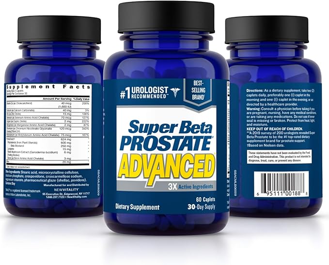Advanced Prostate Supplement for Men – Reduce Bathroom Trips, Promote Sleep, Support Urinary Health & Bladder Emptying. Beta Sitosterol not Saw Palmetto. (60 Caplets, 1-Bottle)
