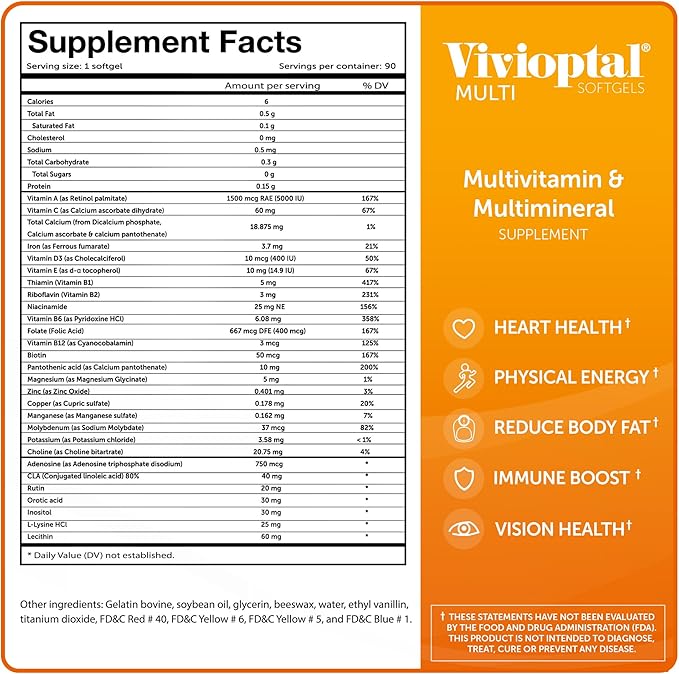 Vivioptal Multi, 90 Softgels, Multivitamin & Multimineral, Gluten Free, German Formula