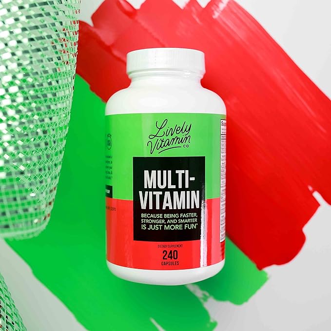 LIVELY VITAMIN CO. Multivitamin - 37 Vitamins Minerals and Extracts - Energy - Memory - Immune Function - Heart- Brain - Focus - Mood - Antioxidants - Dairy Gluten Soy Free - 120 Vegetarian Capsules