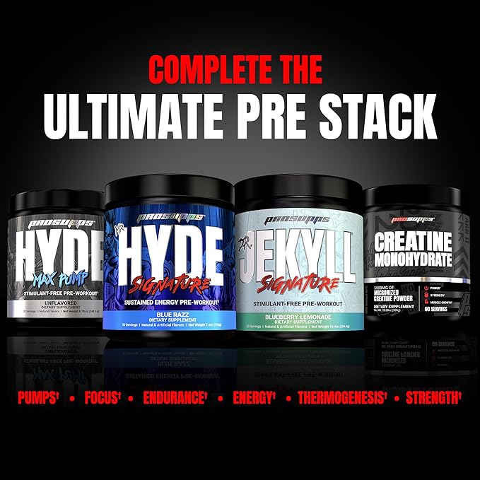 PROSUPPS Mr. Hyde Signature Series Pre-Workout Energy Drink – Intense Sustained Energy, Focus & Pumps with Beta Alanine, Creatine, Nitrosigine & TeaCrine (30 Servings Watermelon)