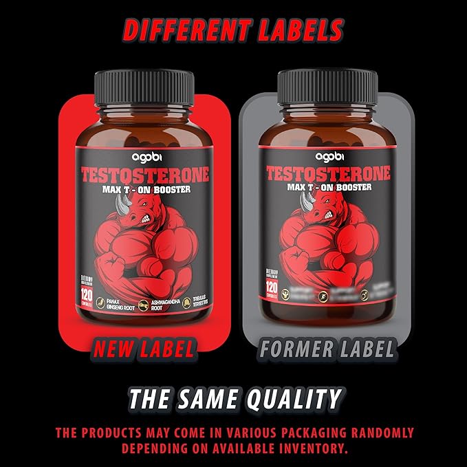 agobi 11in1 Testosterone Supplement for Men from Herbal Extract 14000mg Equivalent - Endurance, Drive, and Body Support 120 Vegan Capsules for 2 Months