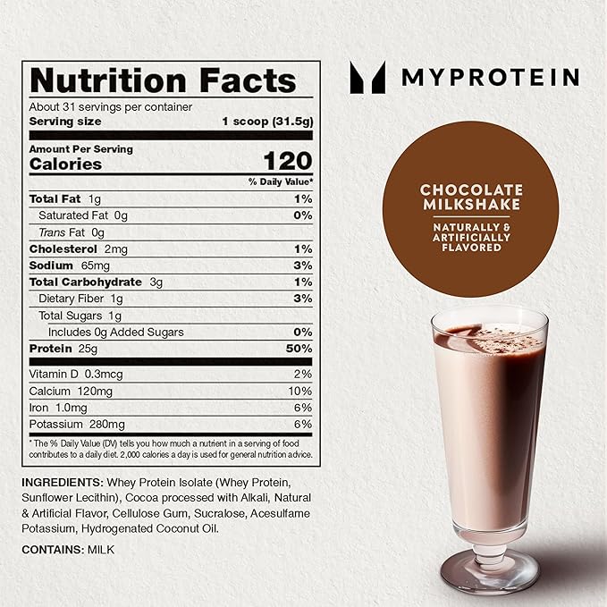 Myprotein® Impact Whey Isolate Protein Powder, Gluten Free Protein Powder, Muscle Mass Protein Powder,Dietary Supplement for Weight Loss, GMO & Soy Free, Whey Protein Powder, Chocolate Smooth 2.2 Lbs
