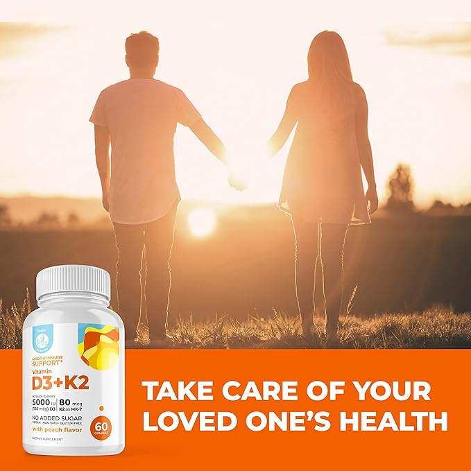 DR. MORITZ Vitamin D3 K2 Gummies 5000 IU - Sugar-Free VIT D Gummy Supplement for Immune Support & Healthy Bones * - High-Absorption, Vegan, Gluten-Free Chewable Gummies for Adults & Kids