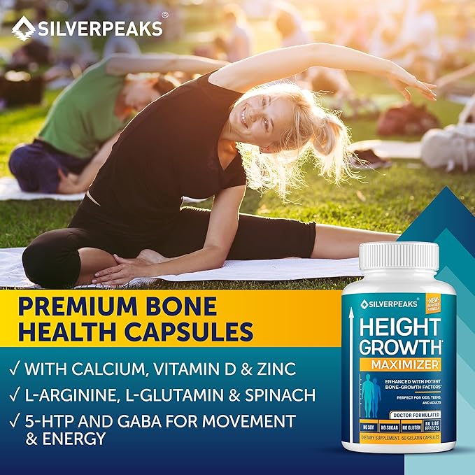 Growth Capsules to Grow Taller - Height Growth Maximizer with Calcium for Bone Strength - Made in USA - Natural Get Taller Supplement - Free of Growth Hormone - Pack of 3