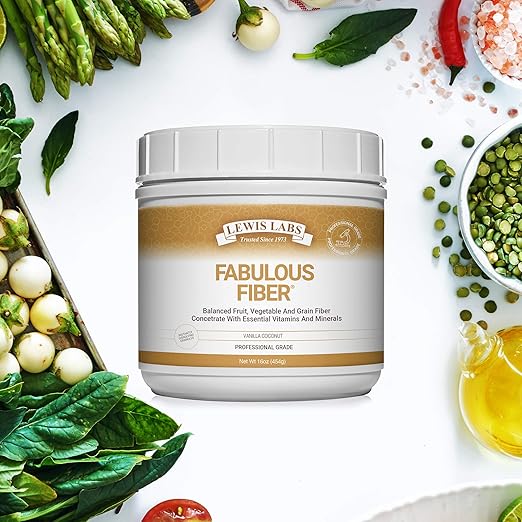 Lewis Labs Fabulous Fiber Powder Supplement | Delicious Quick Dissolve Daily Fiber Powder from Fruits, Vegetables & Grains | Professional Grade Vitamins & Minerals Proudly Made in The USA | 32 Ounces
