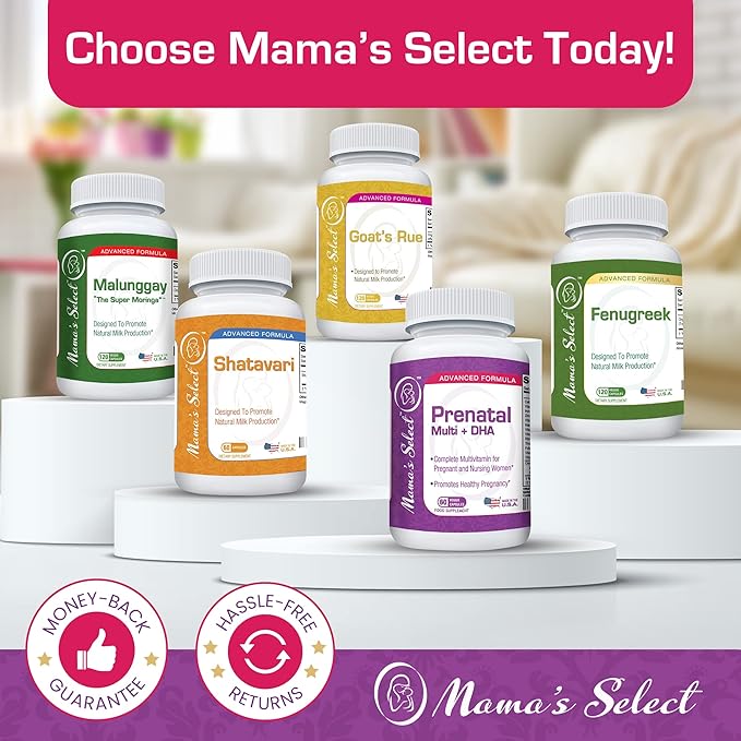 Mama's Select Prenatal Vitamins for Women with Iron, Vitamin D, DHA, and Folic Acid for Pregnant Women, Methyl Folate Safe for MTHFR - Slow-Release Supplement, Gentle on Stomach, 60 Veggie Capsules
