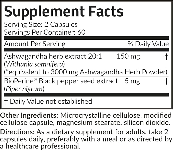 Futurebiotics Ashwagandha Extra Strength Stress & Mood Support with BioPerine - Non GMO Formula, 120 Vegetarian Capsules