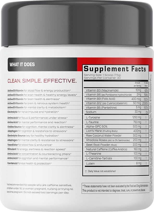 Forgge Focus Energy Drink Powder - Lion’s Mane, Alpha-GPC, L-Theanine and Nootropics for Focus - Vitamins + Electrolytes - Natural Caffeine, Sugar Free (Fruit Punch)