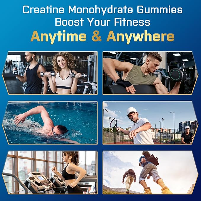 Creatine Monohydrate Gummies for Men & Women, Create Creatine Pre-Workout Gummies, Taurine&B6, Increase Strength, Energy & Endurance Chewable Supplements, 5g Per Serving, Organic (2 Packs)