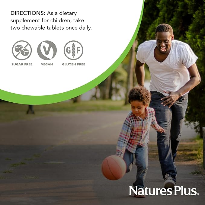 NaturesPlus Animal Parade Sugar-Free Children's Calcium, Vanilla Sundae Flavor - 90 Chewable Animal Shaped Tablets - Magnesium for Bone Health - Gluten Free - 45 Servings