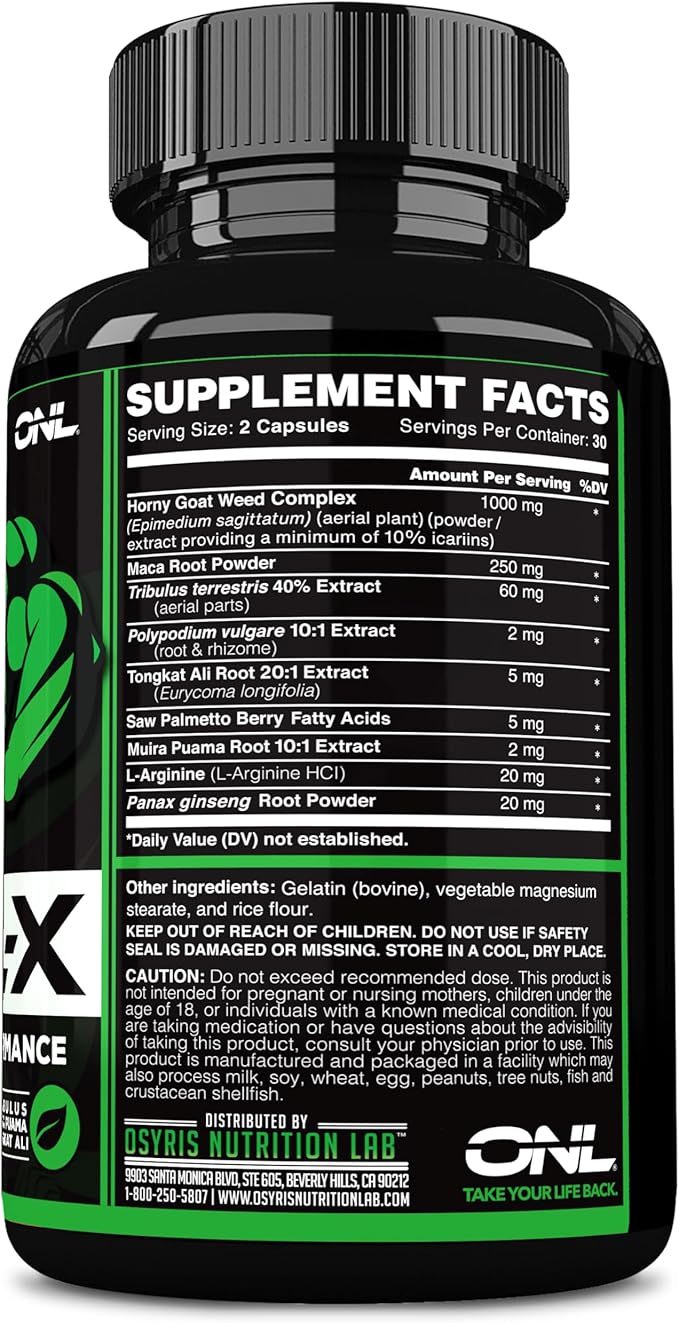 Testosterone Booster for Men - Workout Testosterone Supplement - Goril-X Libido Booster for Men - 1000mg Male Enhancing Horny Goat Weed, Maca Root, Tongkat Ali - Increase Stamina & Energy - 2 Pack