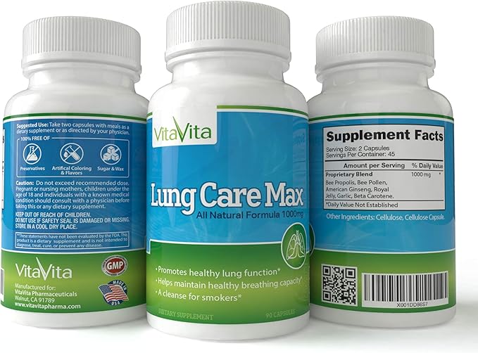 Lung Care Max, Special Antioxidant Formula with American Ginseng, Bee Propolis, and Royal Jelly (90 Capsules)
